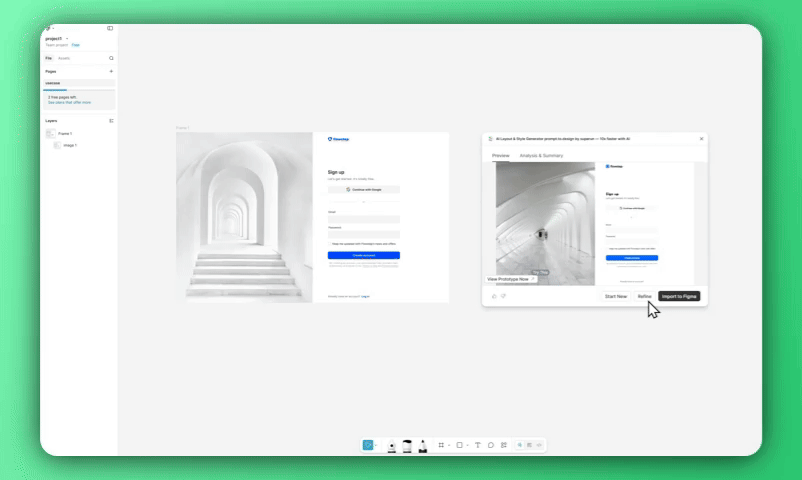 產生具結構與可點擊元素的互動原型