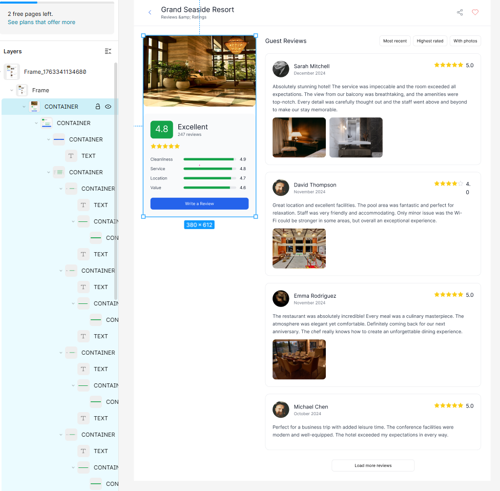 Use the Layer Panel or canvas to select a specific region inside the frame