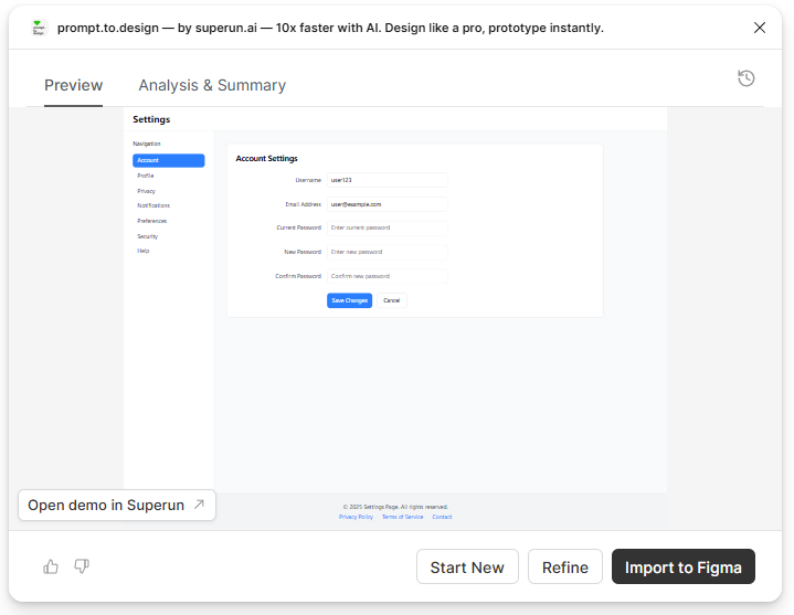 Preview modernized UI output