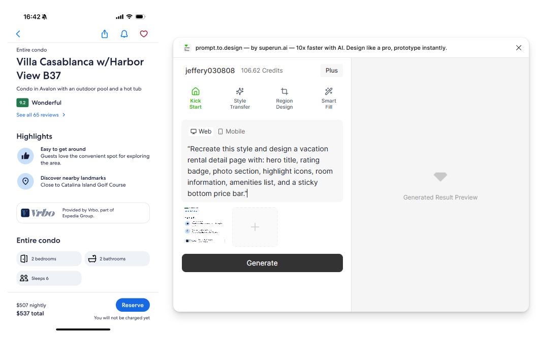 Reference setup and prompt input