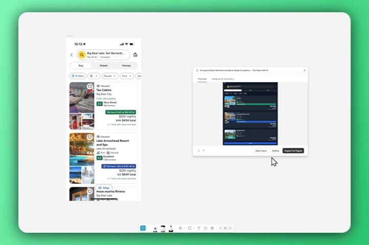 產生重新設計後的 Frame,並在 Figma 中比較前後差異
