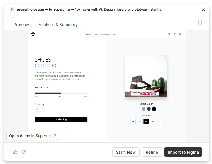 Preview of high-fidelity output