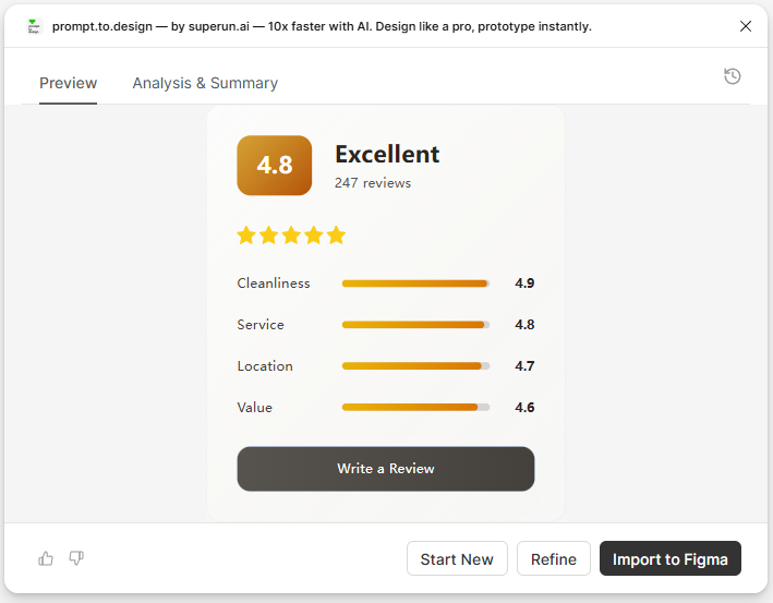 Review AI-generated variations for the selected region