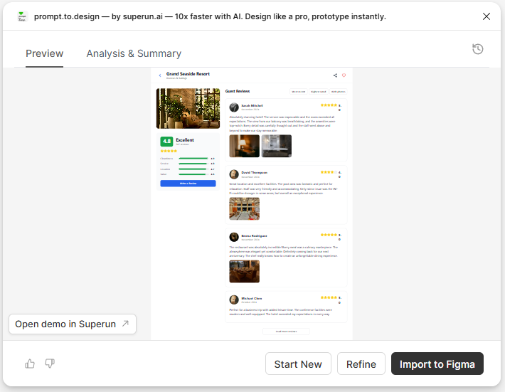 Review the generated page preview