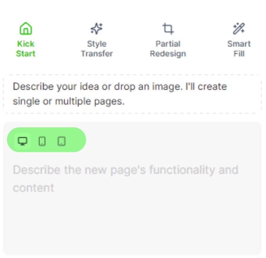 Choose Web or Mobile and select layout size