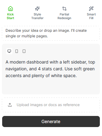 Enter a prompt describing the layout you want to generate