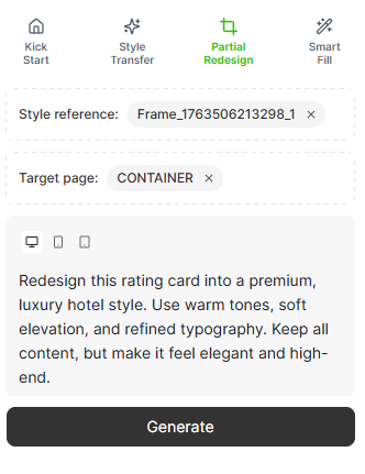 Enter a description of how to redesign the selected region