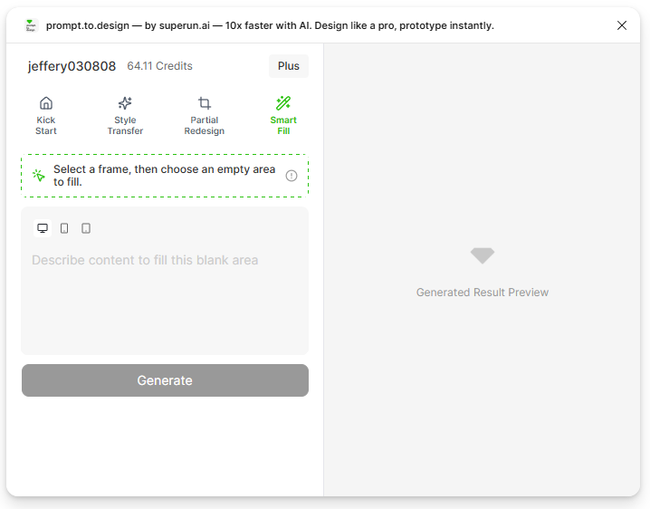 Open the plugin and select the Smart Fill tab