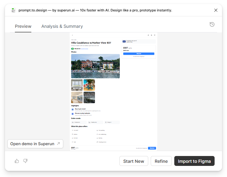 Preview generated design