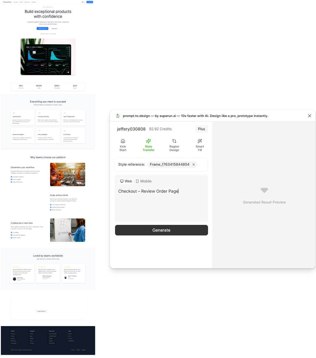 Generating page A from reference