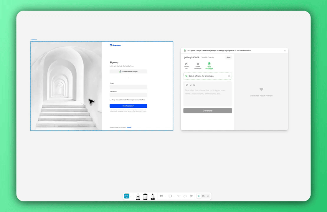 選擇 Frame 並輸入 Real Prototype 提示