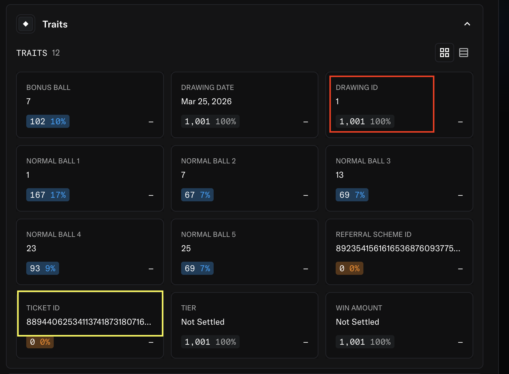 OpenSea ticket metadata