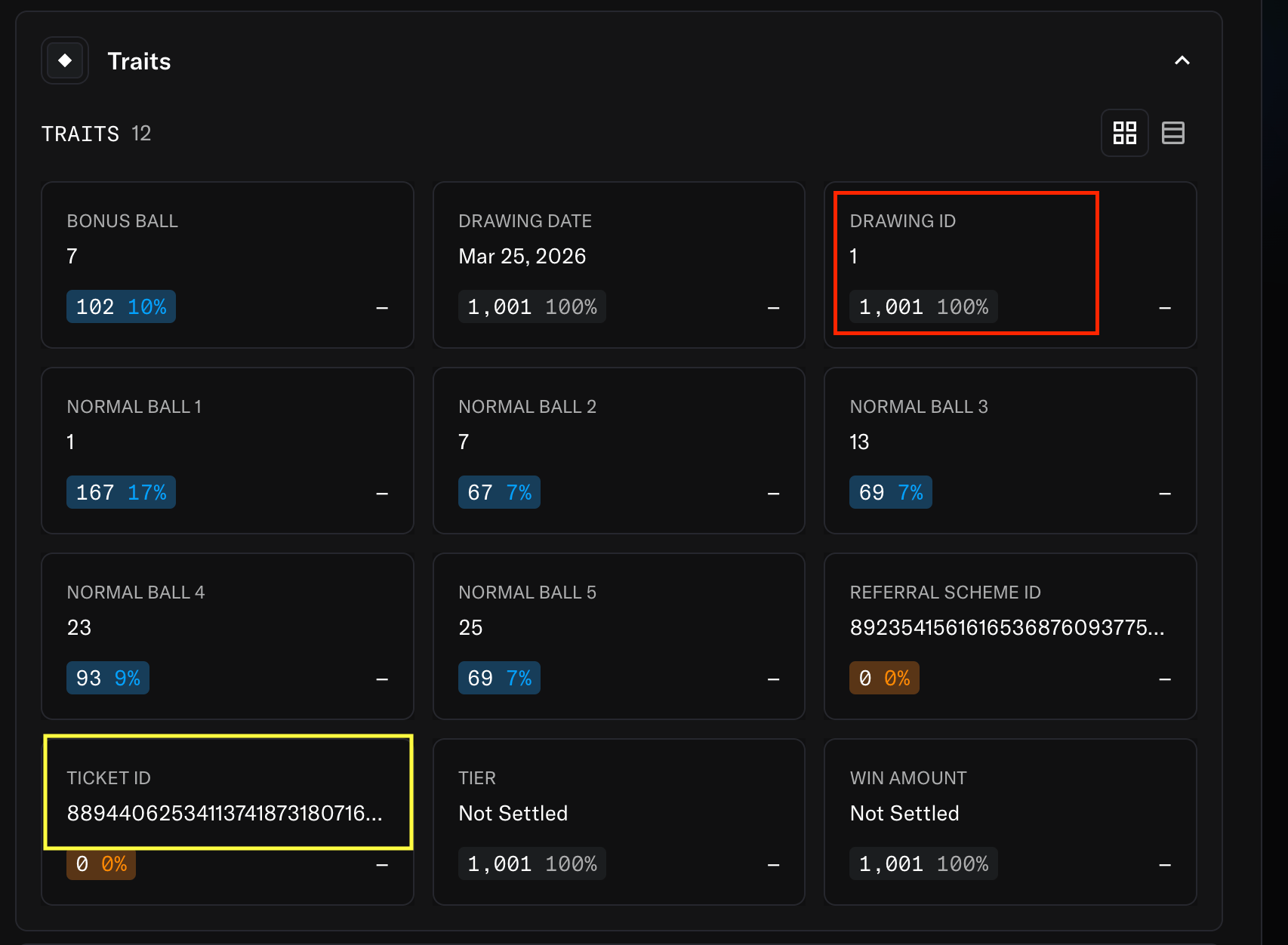 OpenSea ticket metadata