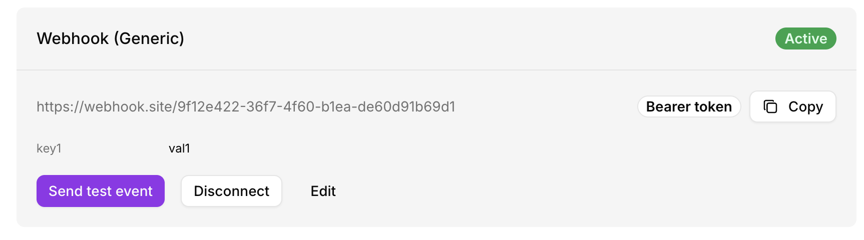 Generic webhook notification — active state