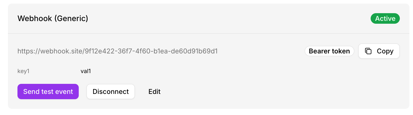 Generic webhook notification — active state