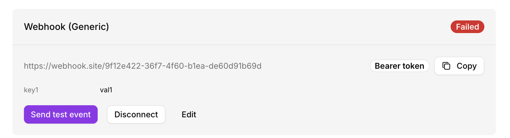 Generic webhook notification — failed state