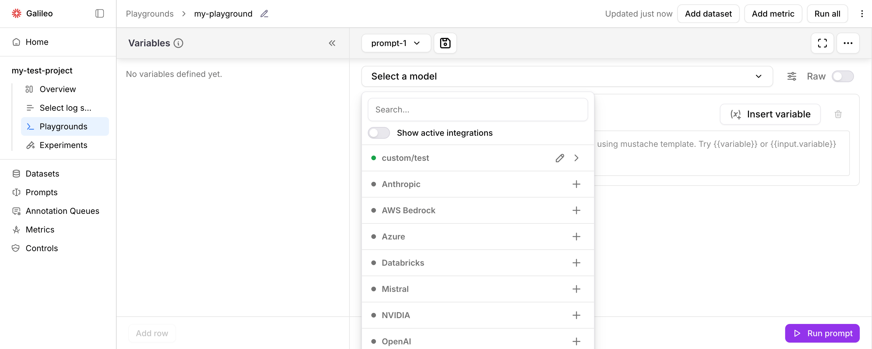 Select a model for an experiment