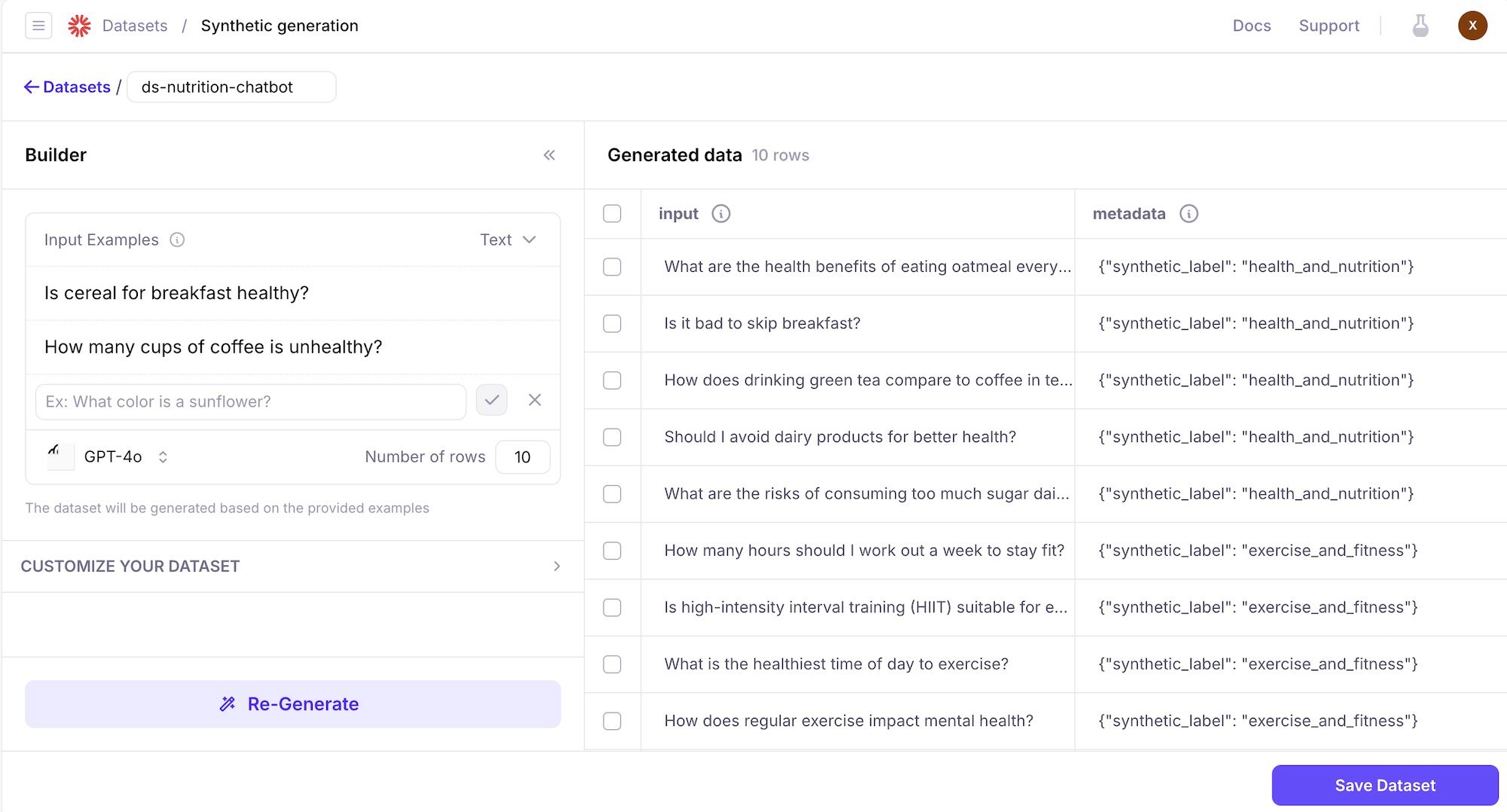 Synthetic data generation - Generated Data