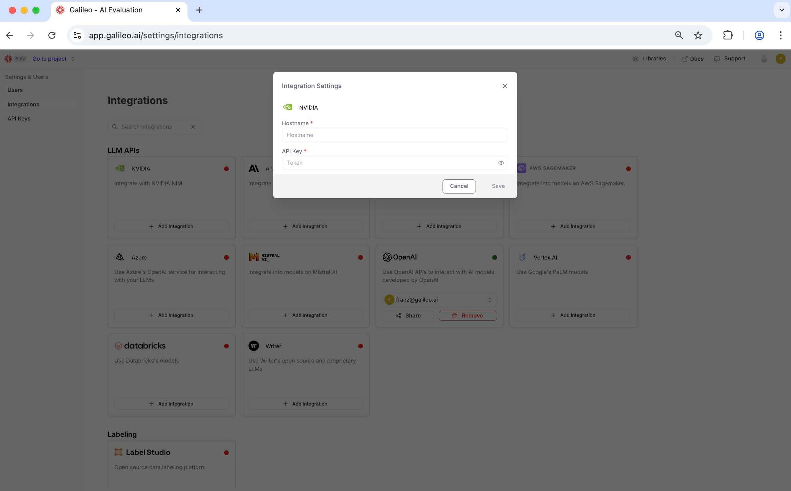 Add the NVIDIA integration
