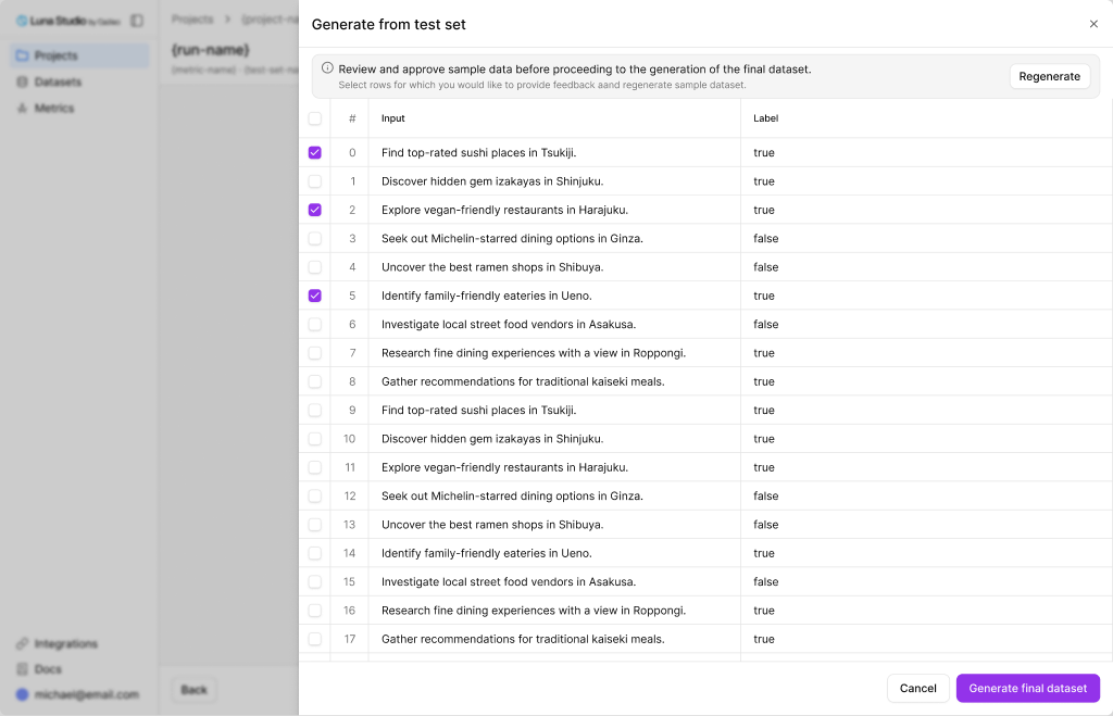 Generate drawer, review phase