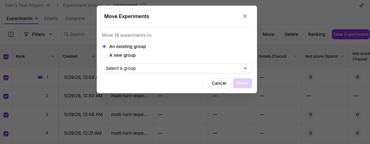 Move to experiment group: Multiple