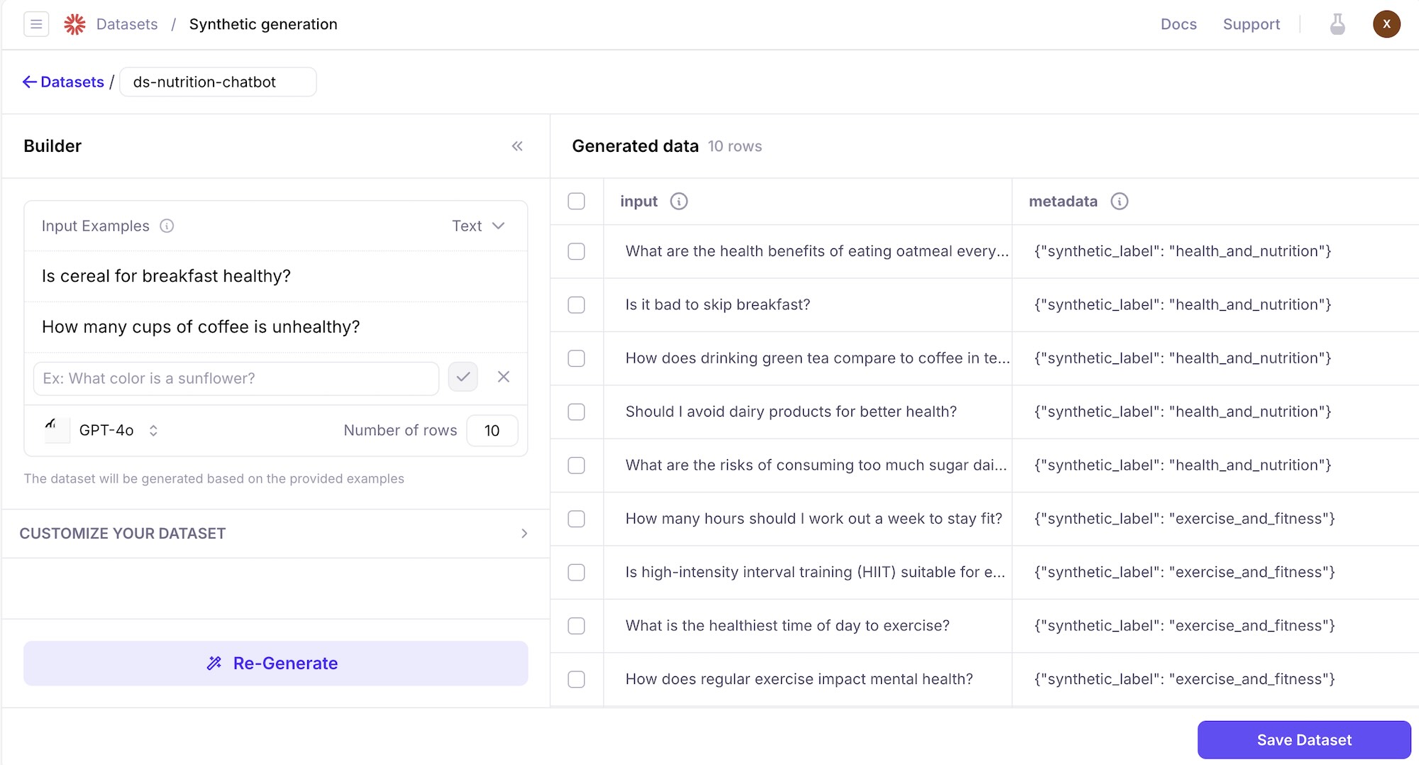 Synthetic data generation - Generated Data