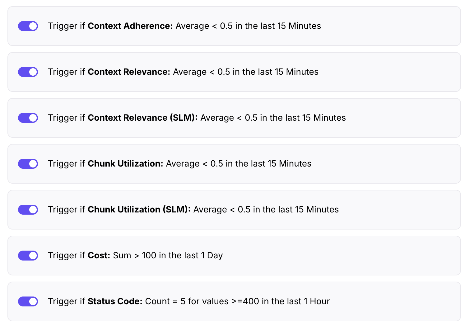 Example alerts