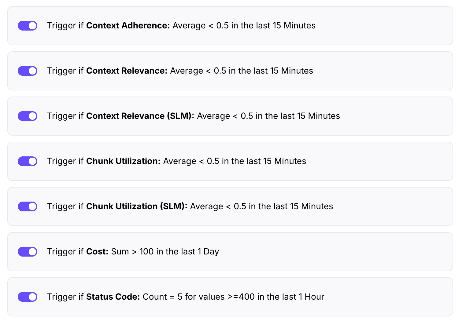 Example alerts