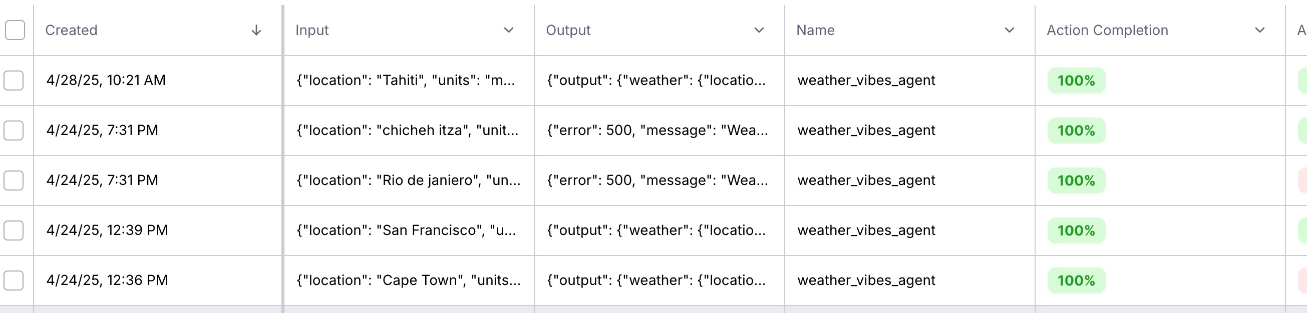 Weather Vibes Log stream