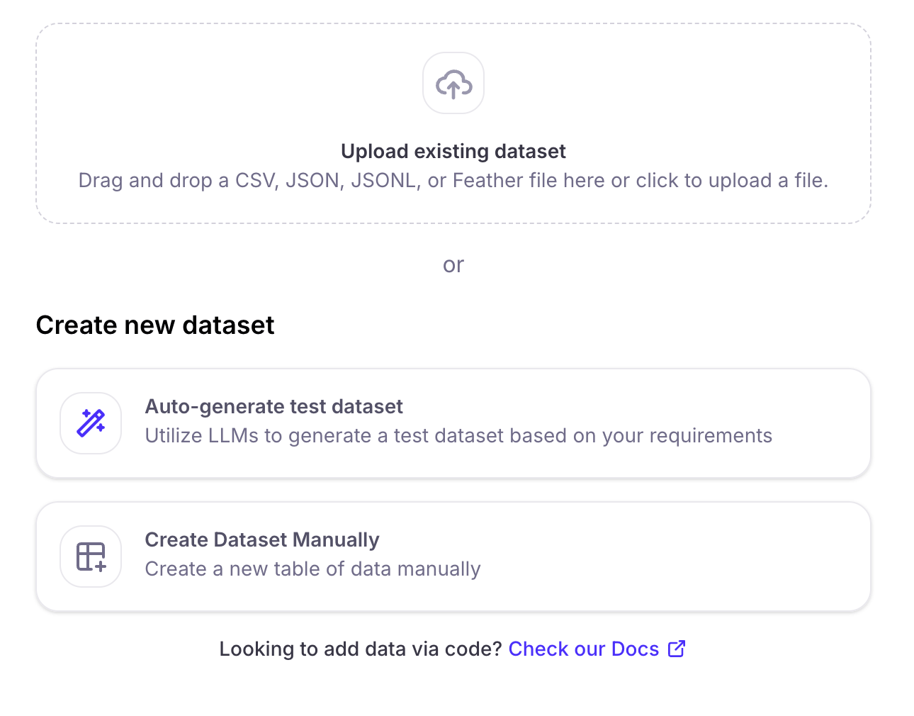 Dataset dialog options