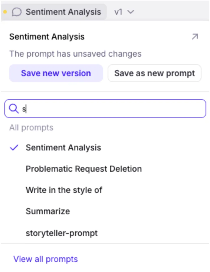 Galileo Prompt Store and versioning view