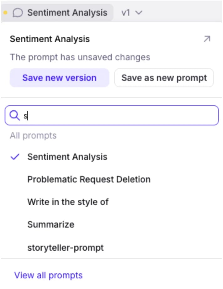 Galileo Prompt Store and versioning view