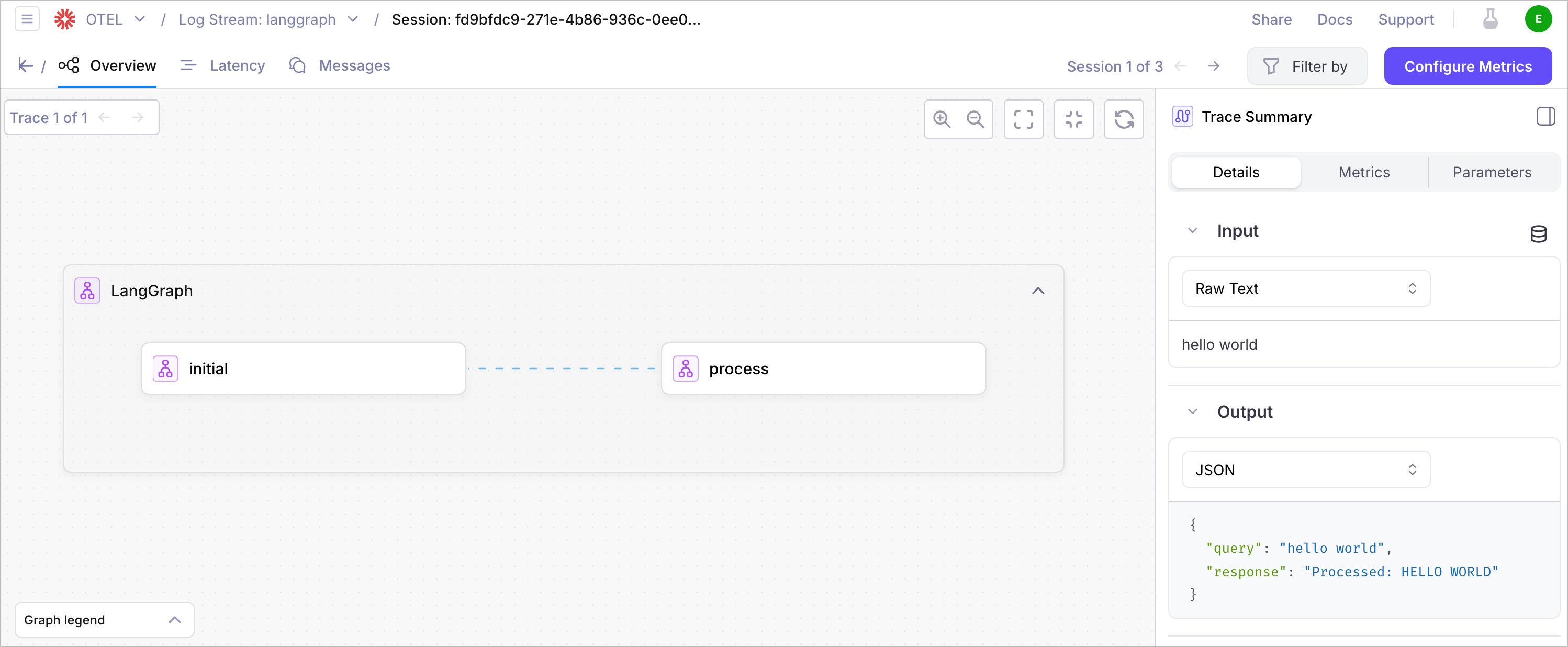 OTel Trace visualized in the Galileo Trace Visualized view