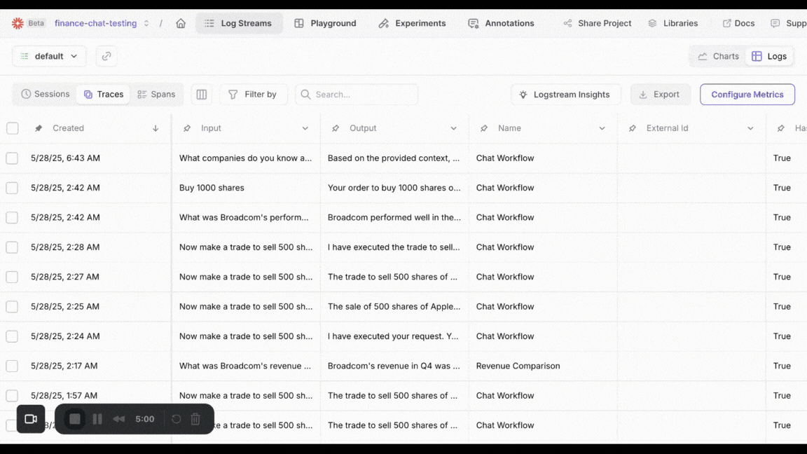 A GIF showing Log Stream Insights