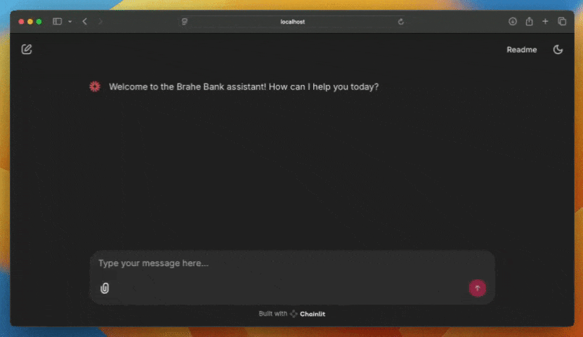 A demo of the bot responding to being asked what credit cards do you offer. The bot lists 2 cards