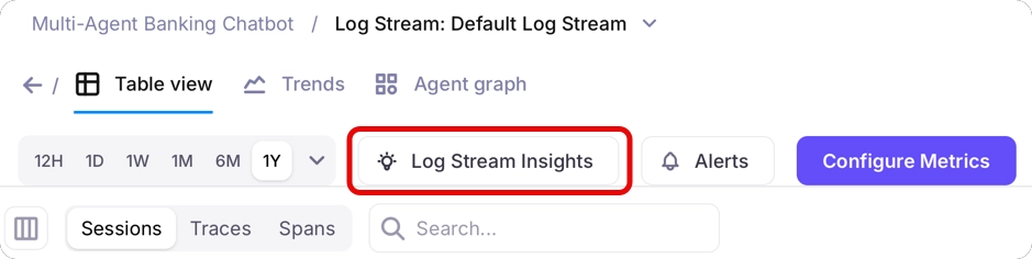 The Log Stream Insights button