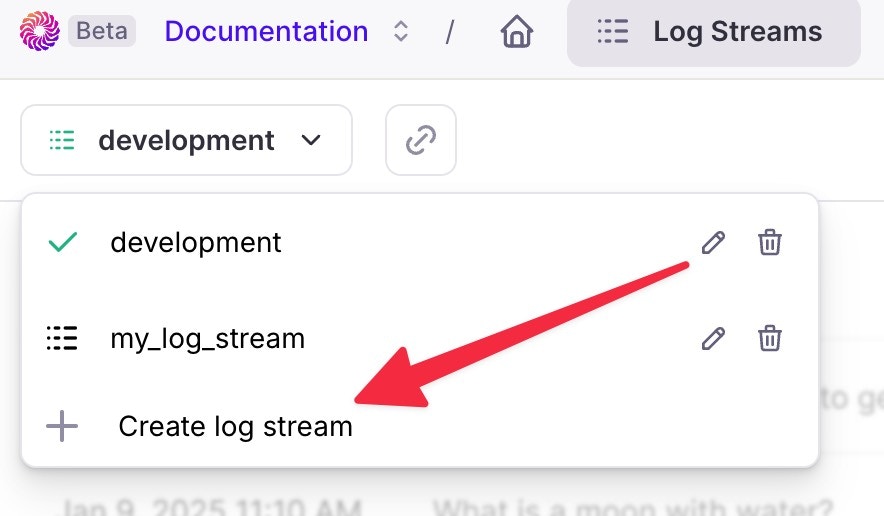 How to create or add Log streams.