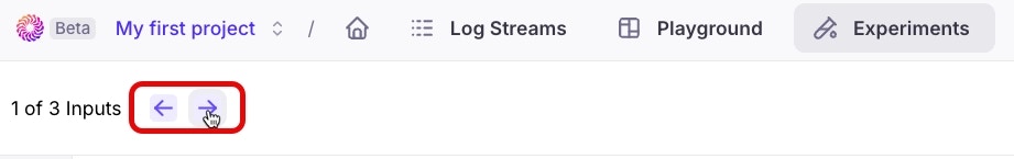 The navigation buttons to navigate between inputs