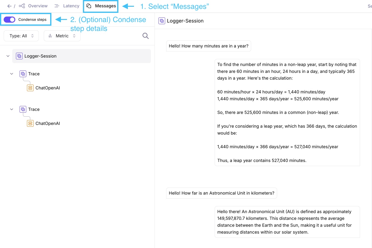 View Trace messages
