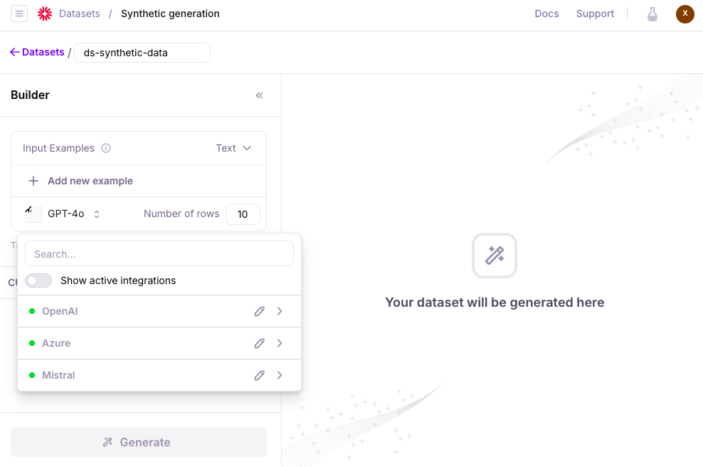 Synthetic data generation - LLM integrations