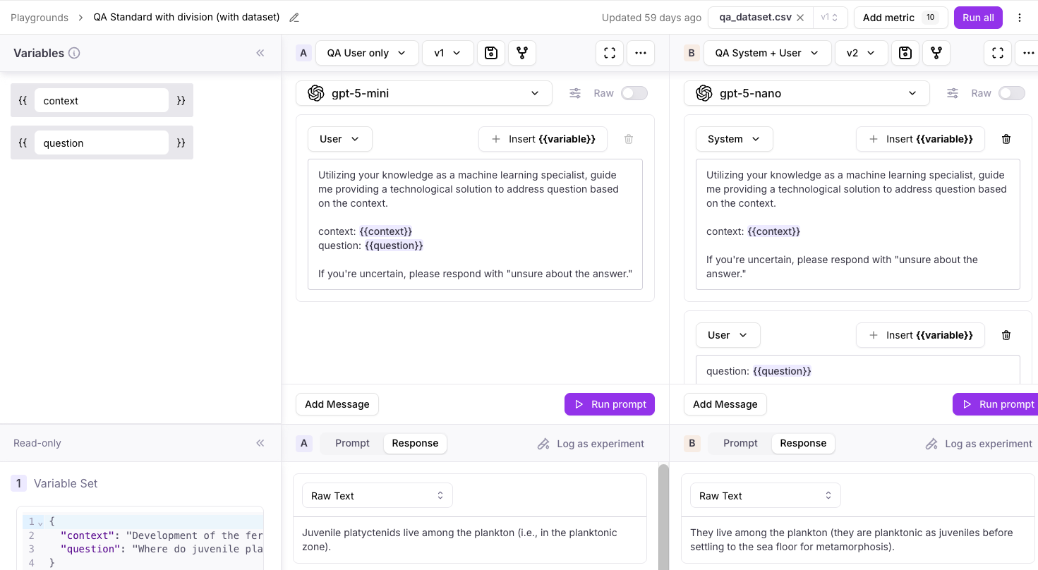 A playground with persisted responses