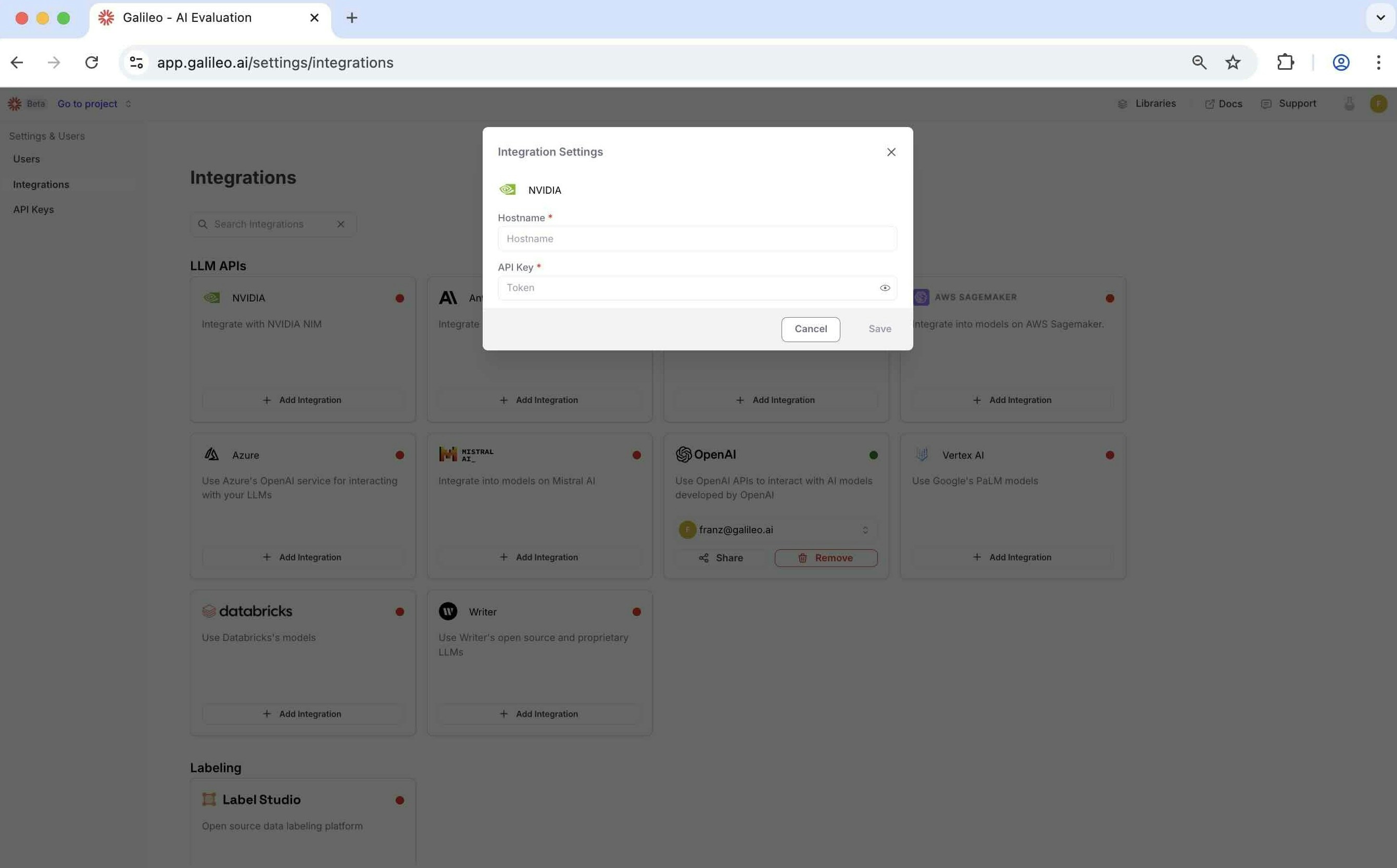 Add the NVIDIA integration