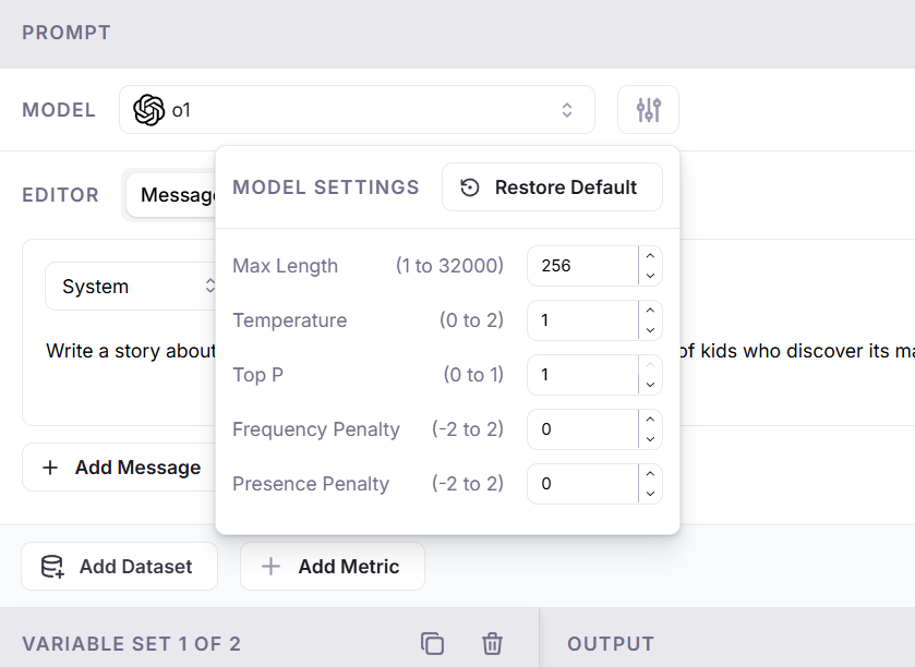 Configure Model Settings