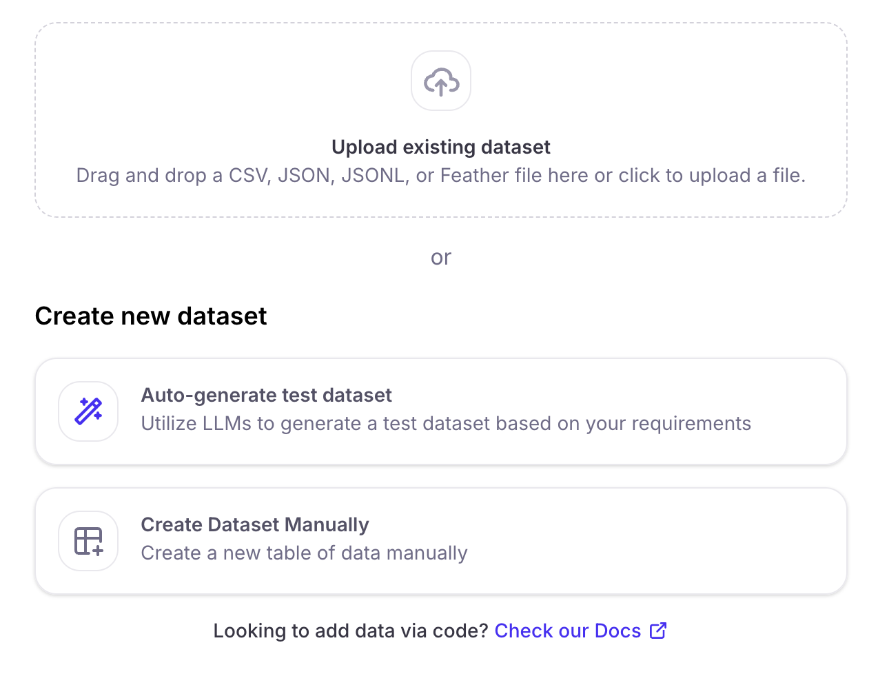 Dataset dialog options