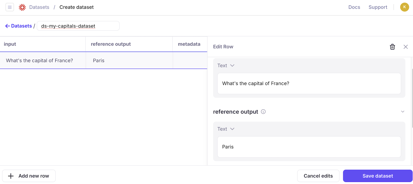 Dataset manual creation