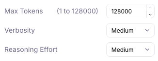 The max tokens option in the playground