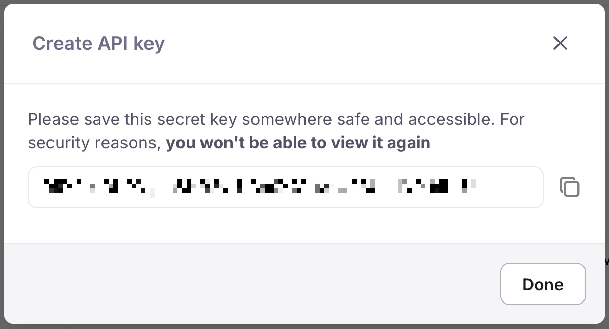 The created API key
