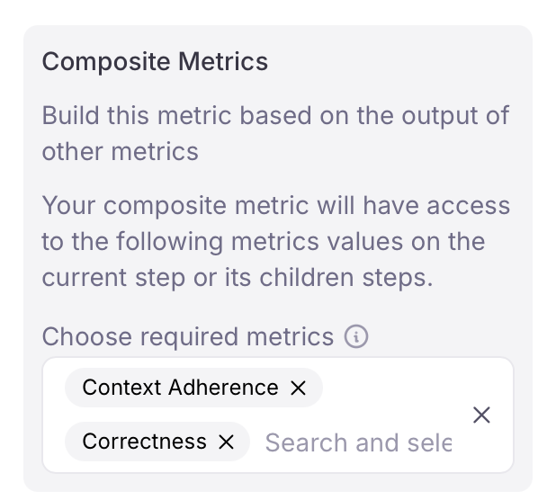 Composite Metrics dropdown