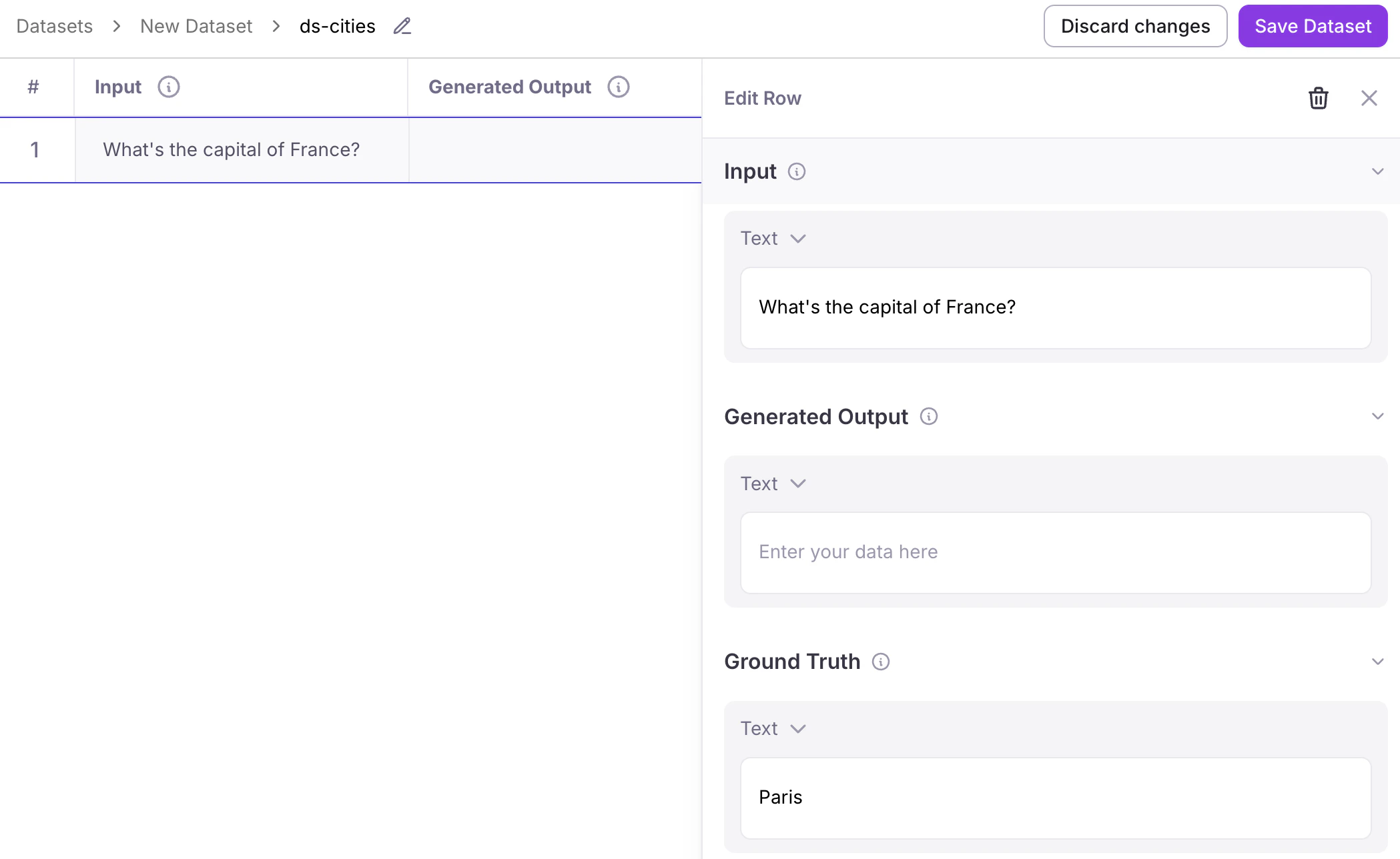 Dataset manual creation