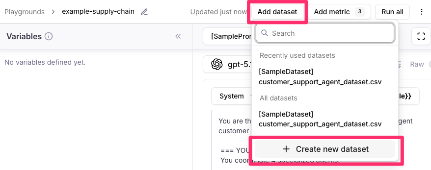 Dataset creation from Playground